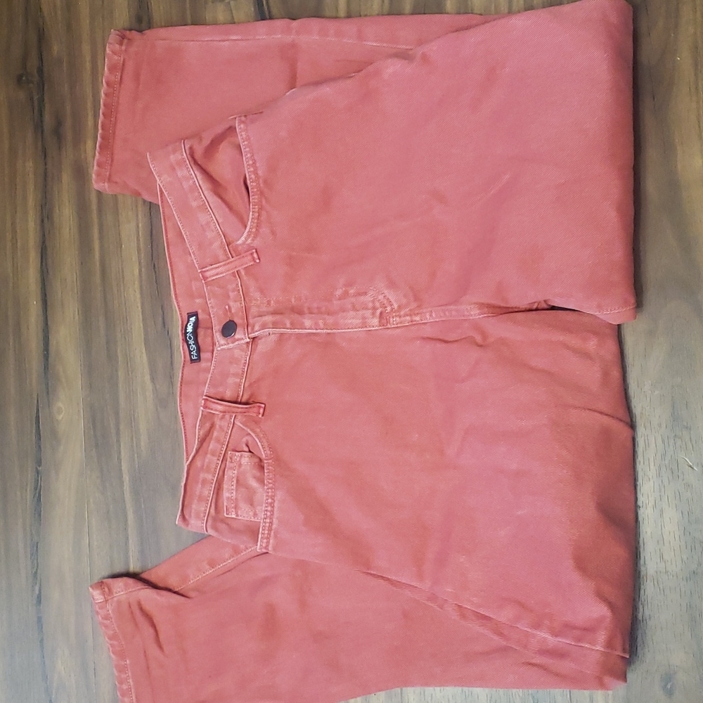 Fashion Nova high waisted Colored Jeans  Rust Terracotta size 3  inseam 25